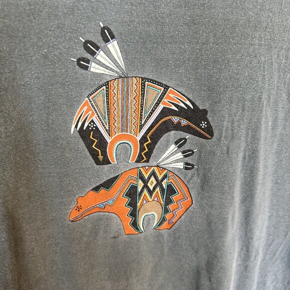 Comfort Colors Tee Native American Bear Graphic T Shirt Large Green Fetish - Picture 2 of 8